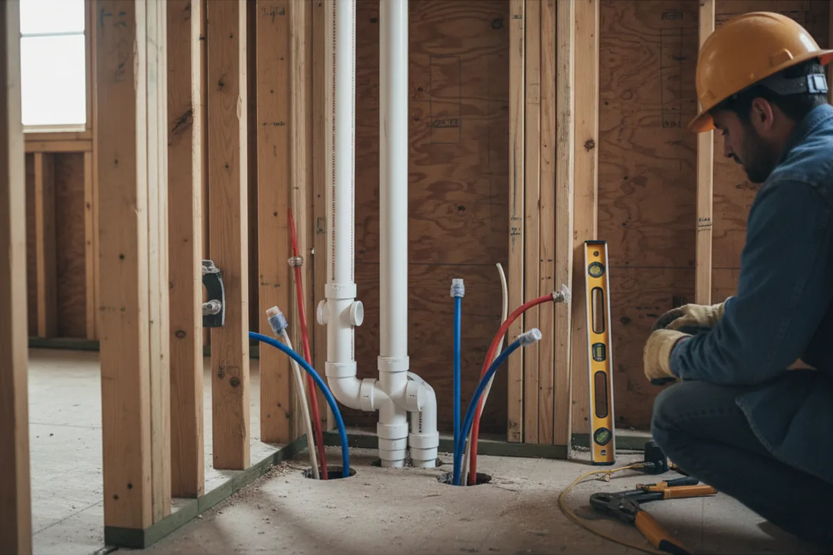 Drain and supply rough-in during Leak Detection in Loris