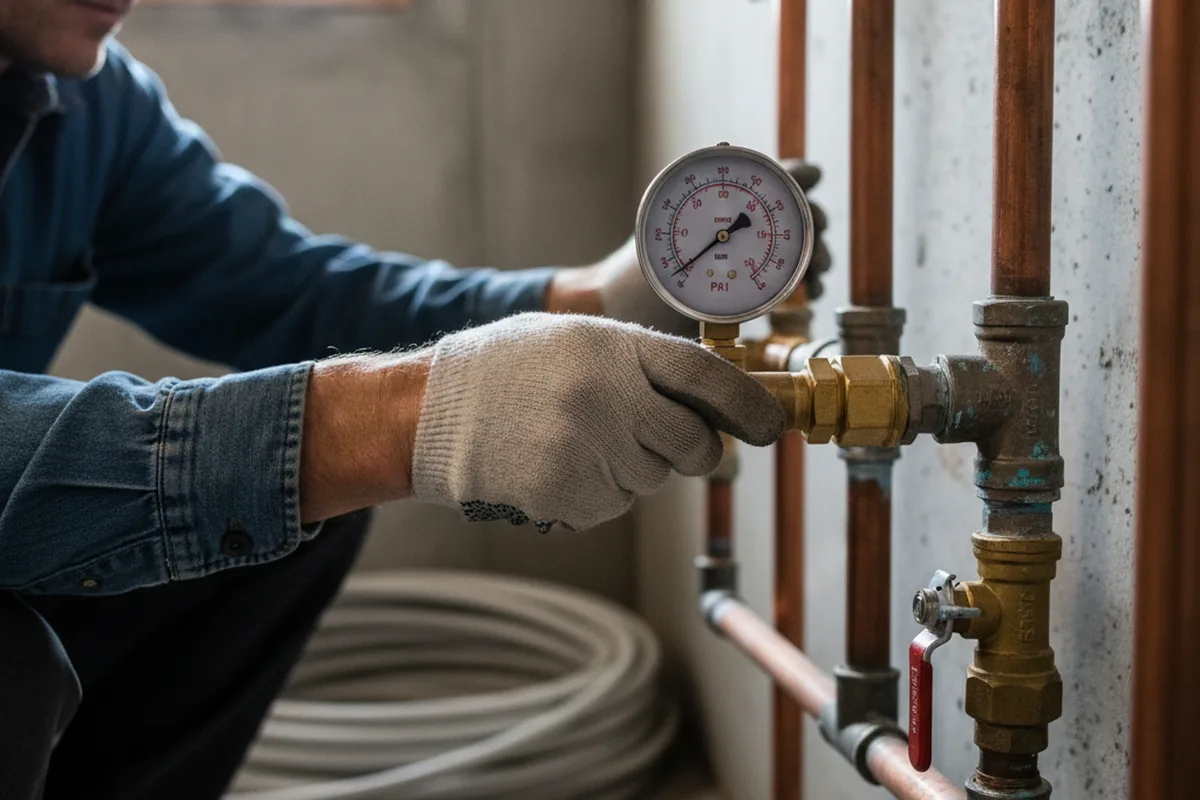 Pressure testing a repaired line during Water Line Repair in Loris